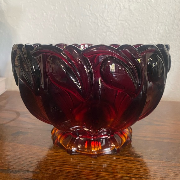 STUNNING VTG Indiana Amberina Tiara Glass Sunset Pedestal Bowl - Picture 4 of 8